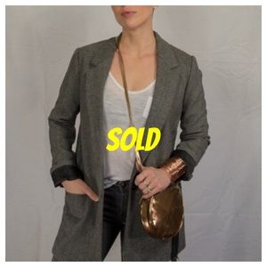 Zara Black Herringbone Car Coat.